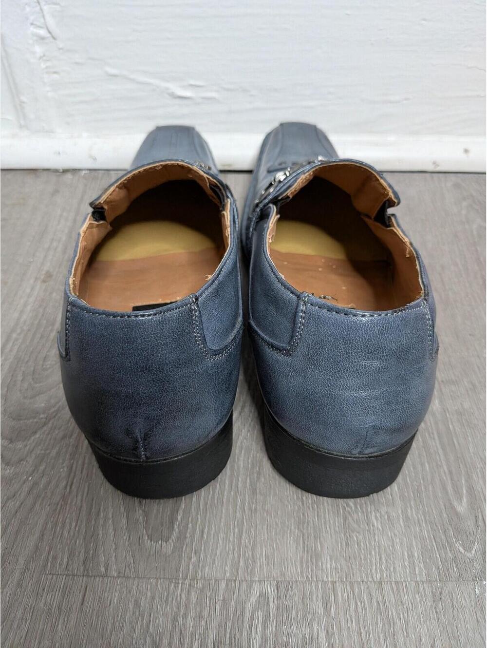 Alberto Fellini Shoes Mens Size 6.5 Blue Slip On Studded Cross Dress Oxford - Picture 6 of 10